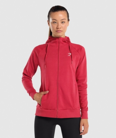 Gymshark Training Zip Up Women's Hoodies Burgundy | UAE-24EHSR