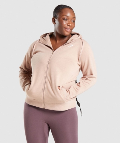 Gymshark Training Zip Up Women's Hoodies Grey Brown | UAE-68VEHG