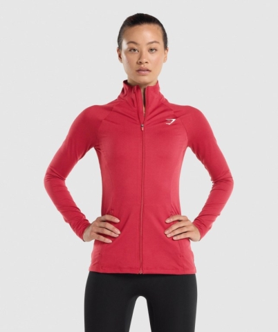 Gymshark Training Zip Up Women's Jackets Burgundy | UAE-38GWHX