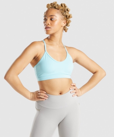 Gymshark V Neck Training Women's Sports Bra Turquoise | UAE-06KOGP