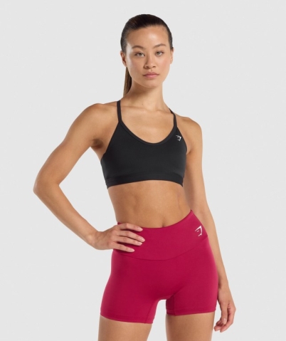 Gymshark V Neck Training Women's Sports Bra Black | UAE-85DIET