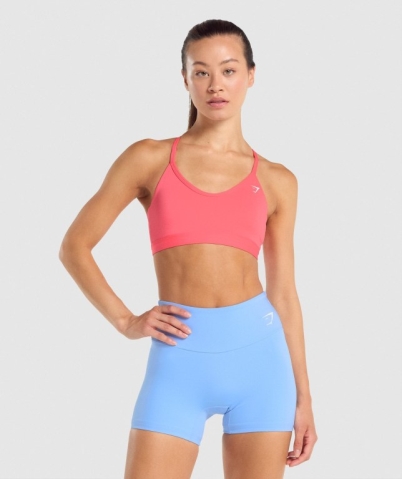 Gymshark V Neck Training Women's Sports Bra Pink | UAE-93NMGU