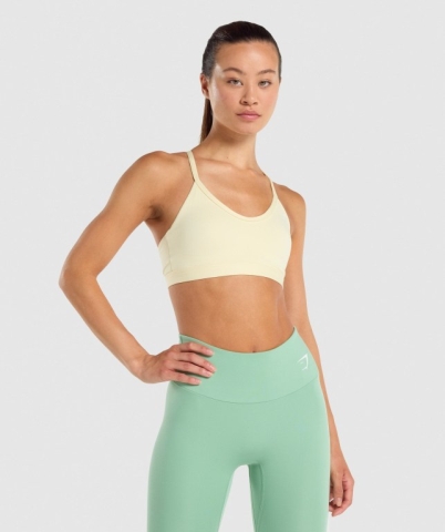 Gymshark V Neck Training Women's Sports Bra Light Yellow | UAE-96YKOI