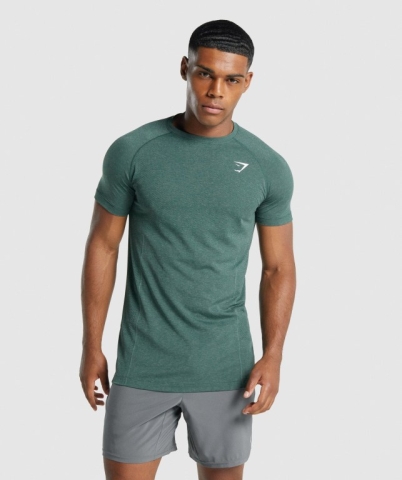 Gymshark Vital Light Seamless Men's T Shirts Dark Green | UAE-01EGBH