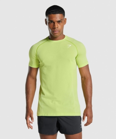 Gymshark Vital Light Seamless Men's T Shirts Yellow | UAE-17UDZF