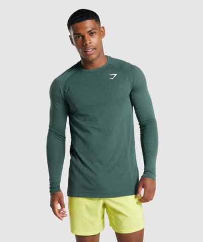 Gymshark Vital Light Seamless Men's T Shirts Dark Green | UAE-20NJAT