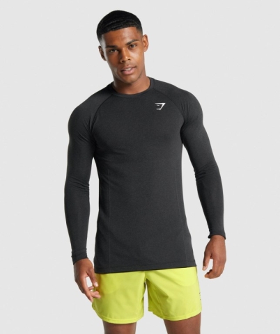 Gymshark Vital Light Seamless Men's T Shirts Black | UAE-34BAVE