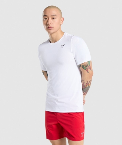 Gymshark Vital Men's T Shirts White | UAE-56GEBI