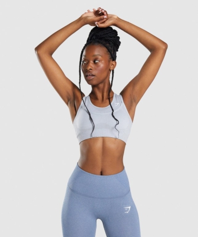 Gymshark Vital Rise Seamless Women's Sports Bra Light Grey | UAE-19XHFO