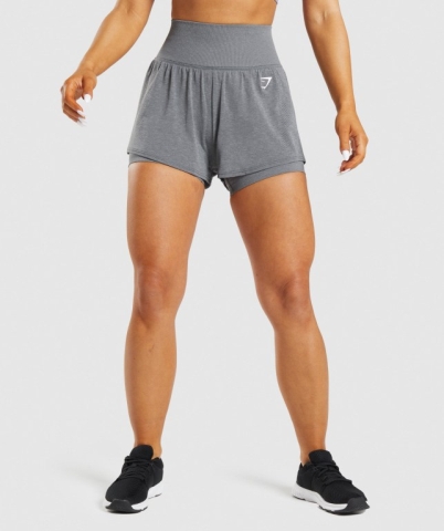 Gymshark Vital Seamless 2.0 2-in-1 Women's Shorts Grey | UAE-78TURI