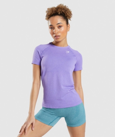 Gymshark Vital Seamless 2.0 Light Women's T Shirts Light Purple | UAE-38QSIH