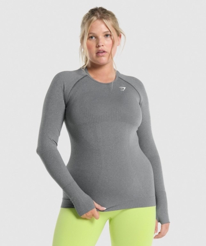 Gymshark Vital Seamless 2.0 Top Women's T Shirts Grey | UAE-37VRYZ