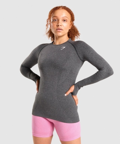 Gymshark Vital Seamless 2.0 Top Women's T Shirts Grey | UAE-82PWUK