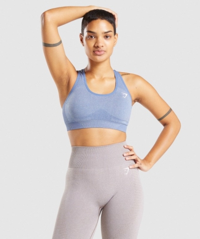 Gymshark Vital Seamless 2.0 Women's Sports Bra Blue | UAE-41AFQN