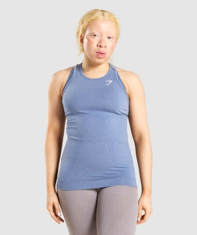 Gymshark Vital Seamless 2.0 Women's Tank Tops Blue | UAE-02NGRE