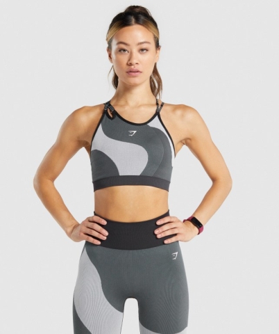 Gymshark WTFlex Seamless Asymmetric Strappy Women's Sports Bra Grey | UAE-87ESYH