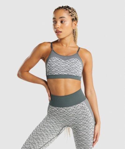 Gymshark WTFlex Seamless Strappy Women's Sports Bra Grey | UAE-90TBXE