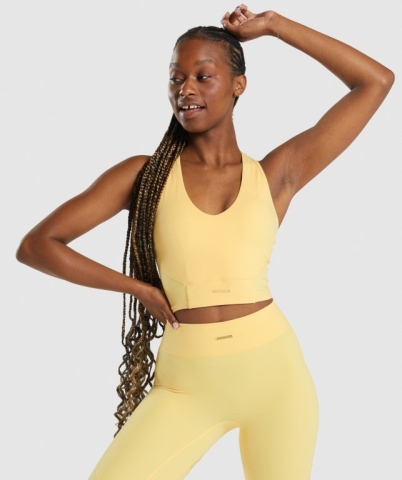 Gymshark Whitney Crop Women's Tank Tops Yellow | UAE-10GZQU