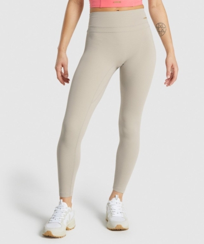 Gymshark Whitney High Rise High Waisted Women's Leggings White | UAE-10TGJY