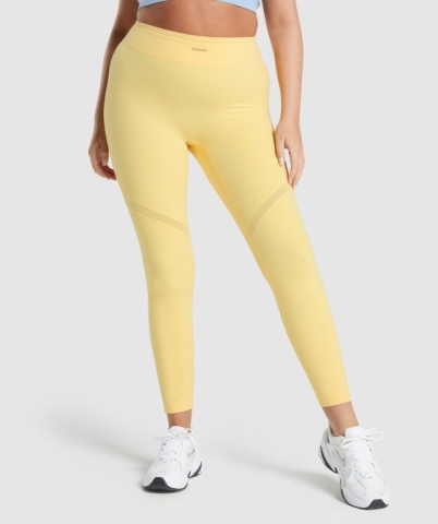 Gymshark Whitney Mesh High Waisted Women's Leggings Yellow | UAE-06SNIQ