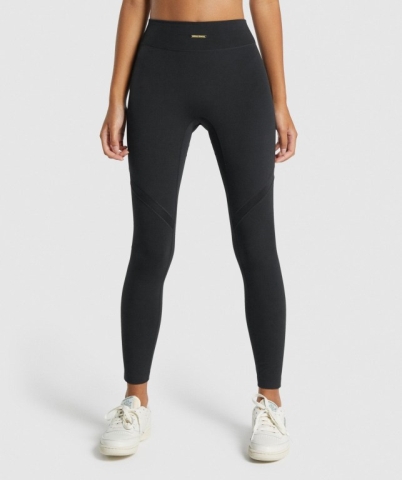 Gymshark Whitney Mesh High Waisted Women's Leggings Black | UAE-09PNDL