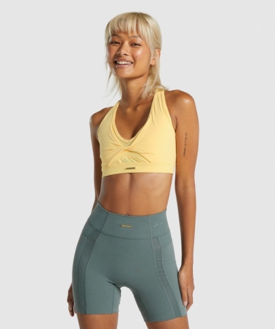 Gymshark Whitney Mesh Women's Sports Bra Yellow | UAE-82XKZD