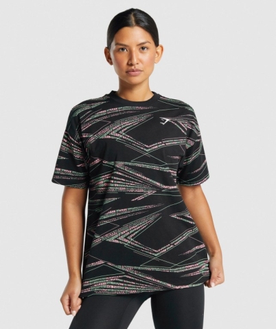 Gymshark Zone Graphic Women's T Shirts Black / Green | UAE-49SIXK