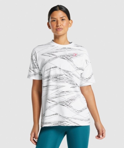 Gymshark Zone Graphic Women's T Shirts White / Black | UAE-64VMAD