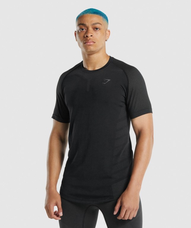 Gymshark 315 Men\'s T Shirts Black | UAE-73SICA