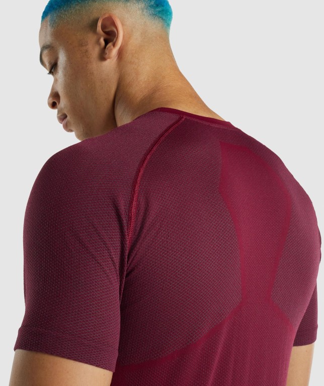 Gymshark 315 Men's T Shirts Burgundy | UAE-82DQKZ