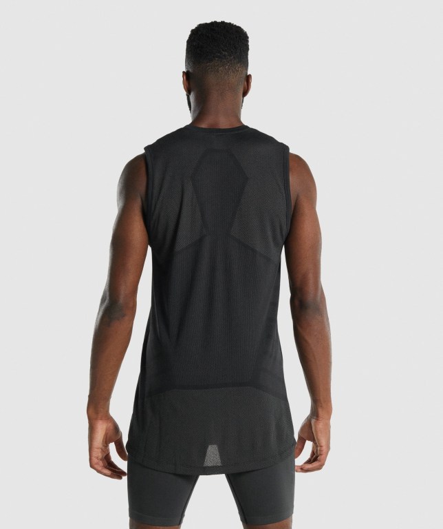 Gymshark 315 Men's Tank Tops Black | UAE-20EXSH