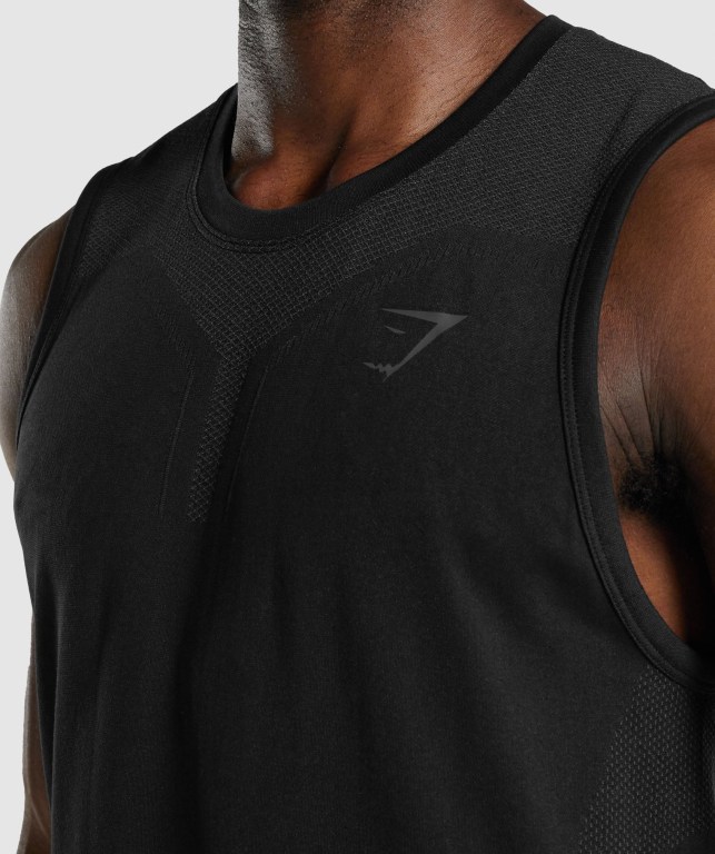 Gymshark 315 Men's Tank Tops Black | UAE-20EXSH