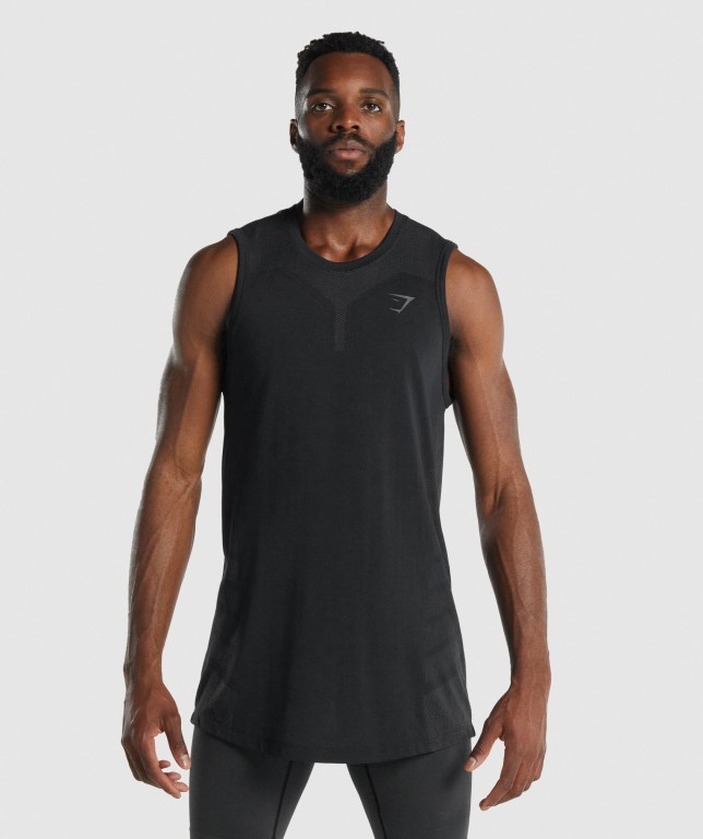 Gymshark 315 Men\'s Tank Tops Black | UAE-20EXSH