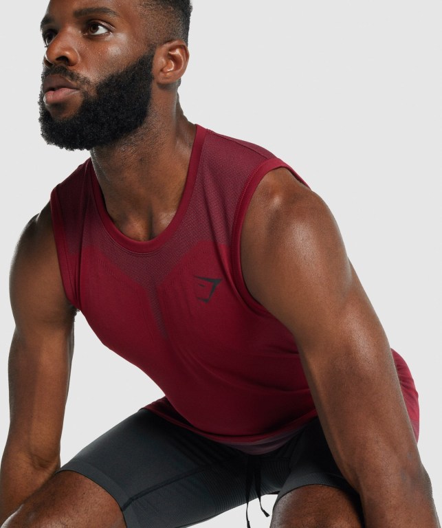 Gymshark 315 Men's Tank Tops Burgundy | UAE-21GBUQ