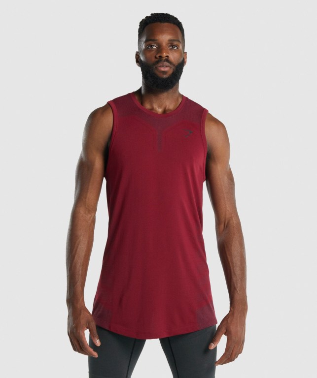 Gymshark 315 Men\'s Tank Tops Burgundy | UAE-21GBUQ