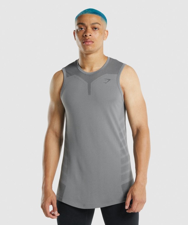 Gymshark 315 Men\'s Tank Tops Grey | UAE-74WXCQ