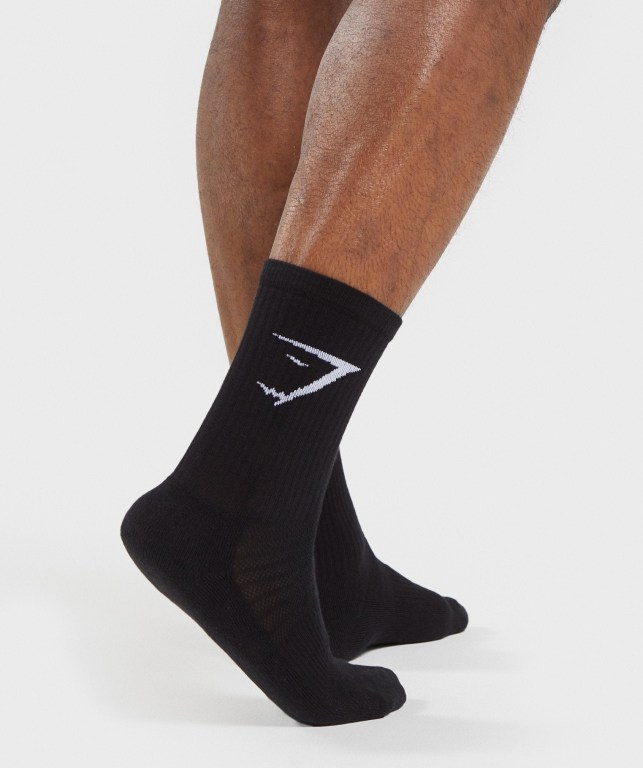 Gymshark 3pk Men\'s Socks Black | UAE-20NQCA