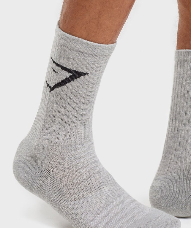 Gymshark 3pk Men's Socks White / Light Grey / Black | UAE-01BKJT