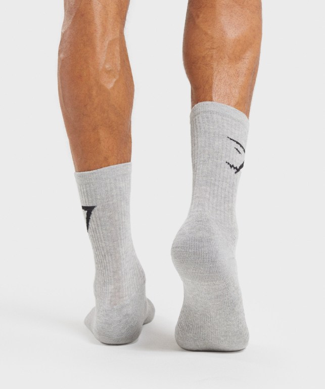 Gymshark 3pk Men's Socks White / Light Grey / Black | UAE-01BKJT