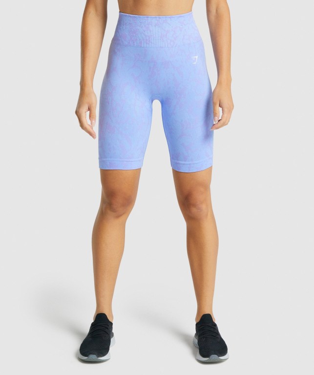 Gymshark Adapt Animal Seamless Cycling Women\'s Shorts Light Blue | UAE-30ERKJ