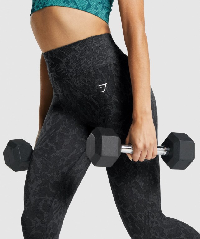 Gymshark Adapt Animal Seamless High Waisted Women's Leggings Black | UAE-69NGMC