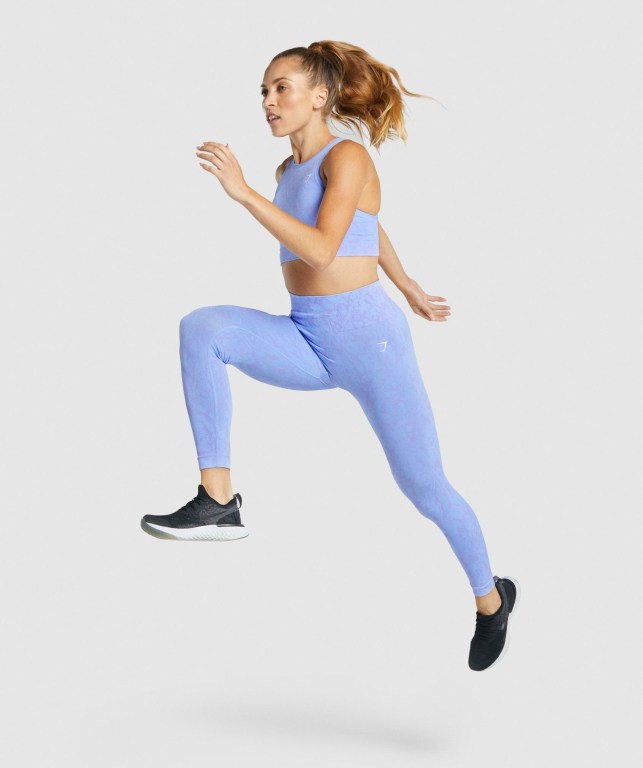 Gymshark Adapt Animal Seamless High Waisted Women's Leggings Light Blue | UAE-82IROD