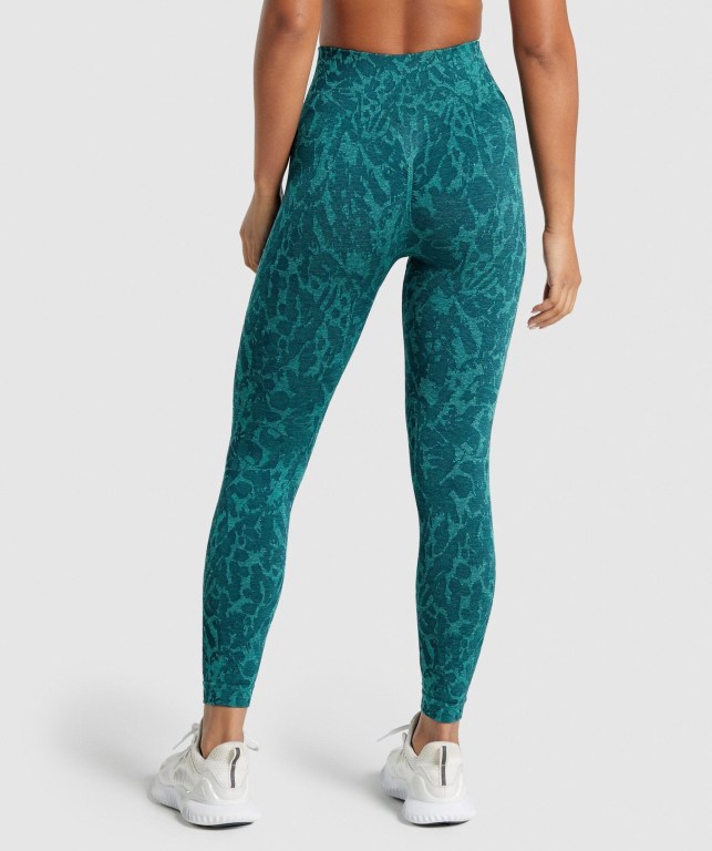 Gymshark Adapt Animal Seamless High Waisted Women's Leggings Turquoise | UAE-84KAXN