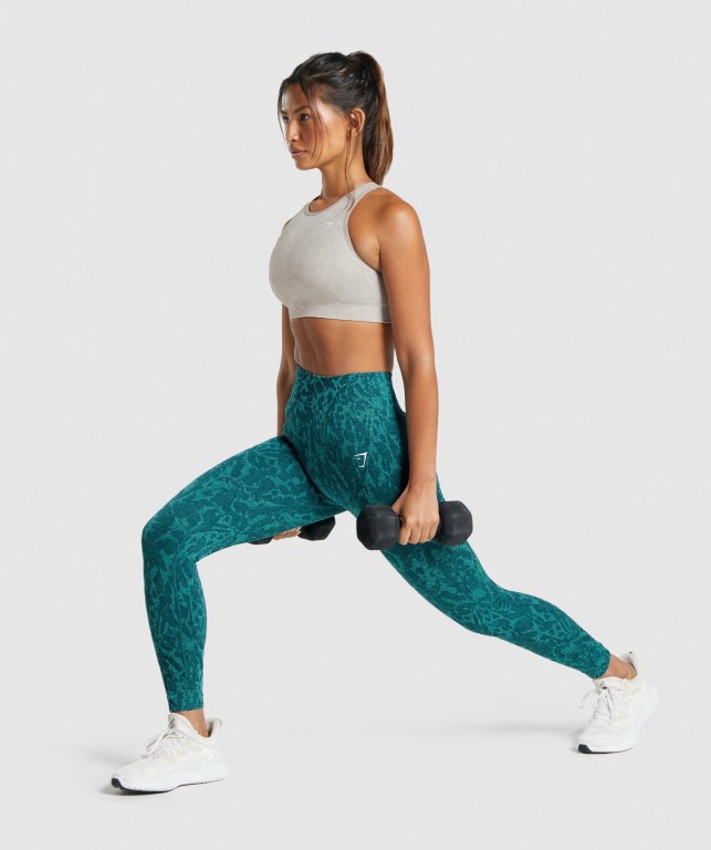 Gymshark Adapt Animal Seamless High Waisted Women's Leggings Turquoise | UAE-84KAXN