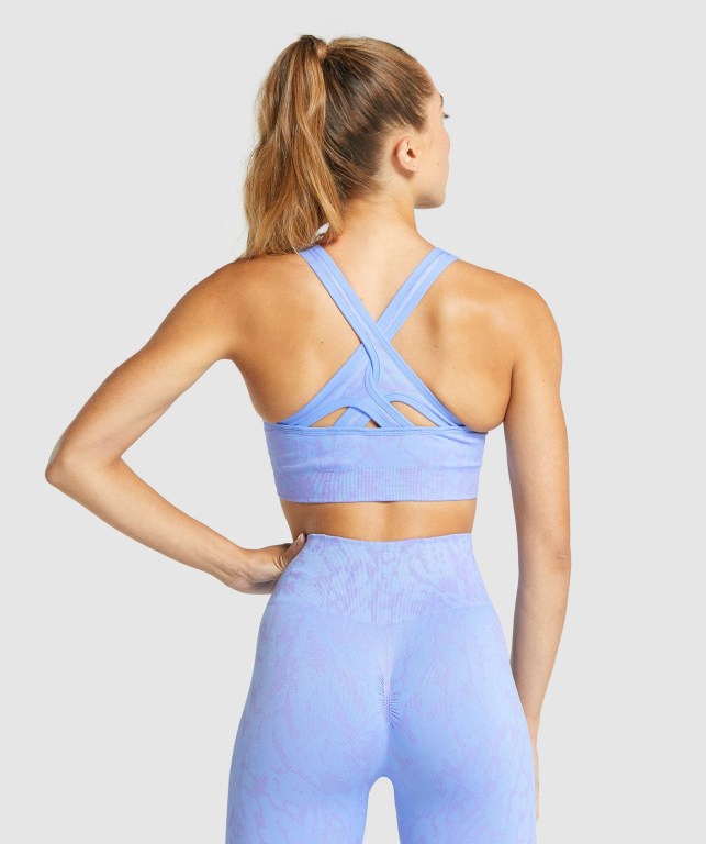 Gymshark Adapt Animal Seamless Women's Sports Bra Light Blue | UAE-15GVCW