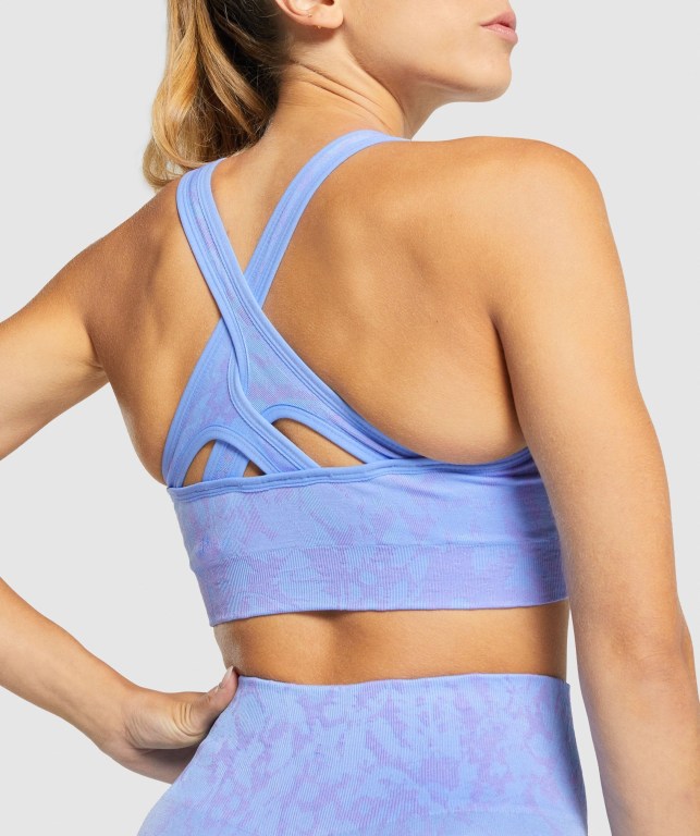 Gymshark Adapt Animal Seamless Women's Sports Bra Light Blue | UAE-15GVCW