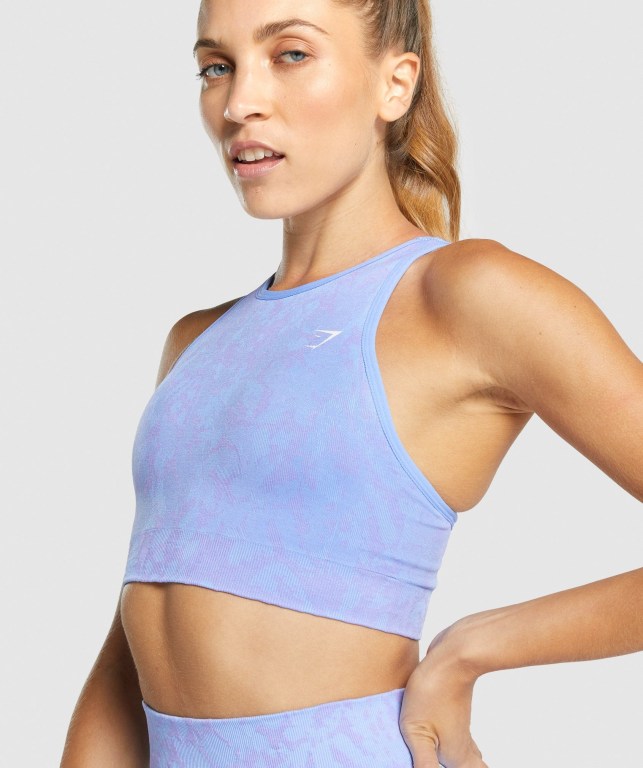 Gymshark Adapt Animal Seamless Women's Sports Bra Light Blue | UAE-15GVCW