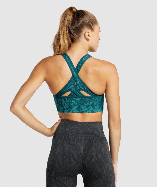 Gymshark Adapt Animal Seamless Women's Sports Bra Turquoise | UAE-50XYFK