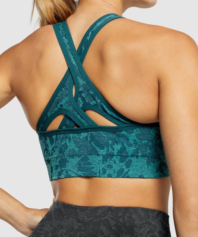 Gymshark Adapt Animal Seamless Women's Sports Bra Turquoise | UAE-50XYFK