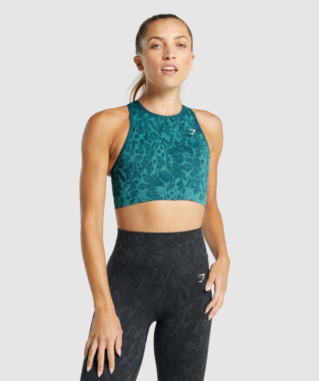 Gymshark Adapt Animal Seamless Women\'s Sports Bra Turquoise | UAE-50XYFK